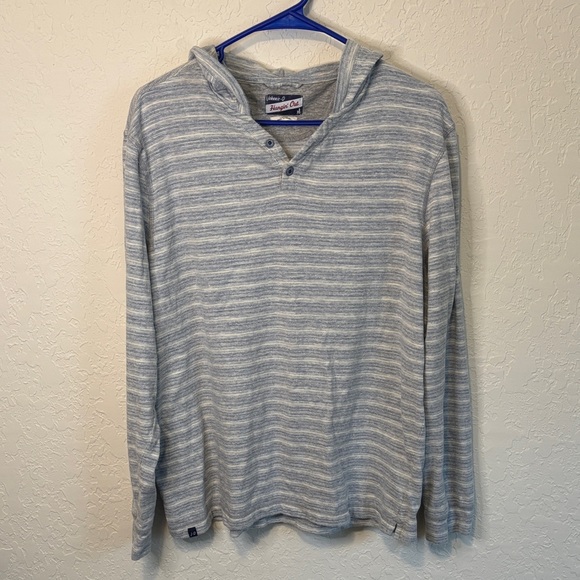 Johnnie-O -Striped Gray Hooded Long Sleeve Shirt - Picture 1 of 6